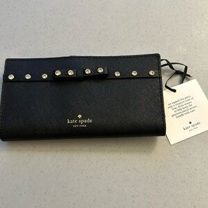 Kate Spade Laurel Way Jeweled Stacy Wallet Black NWT
